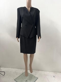 Erreuno, Vintage Black Double-Breasted Skirt Suit, 1980s–1990s