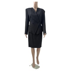 Erreuno, Vintage Black Double-Breasted Skirt Suit, 1980s–1990s