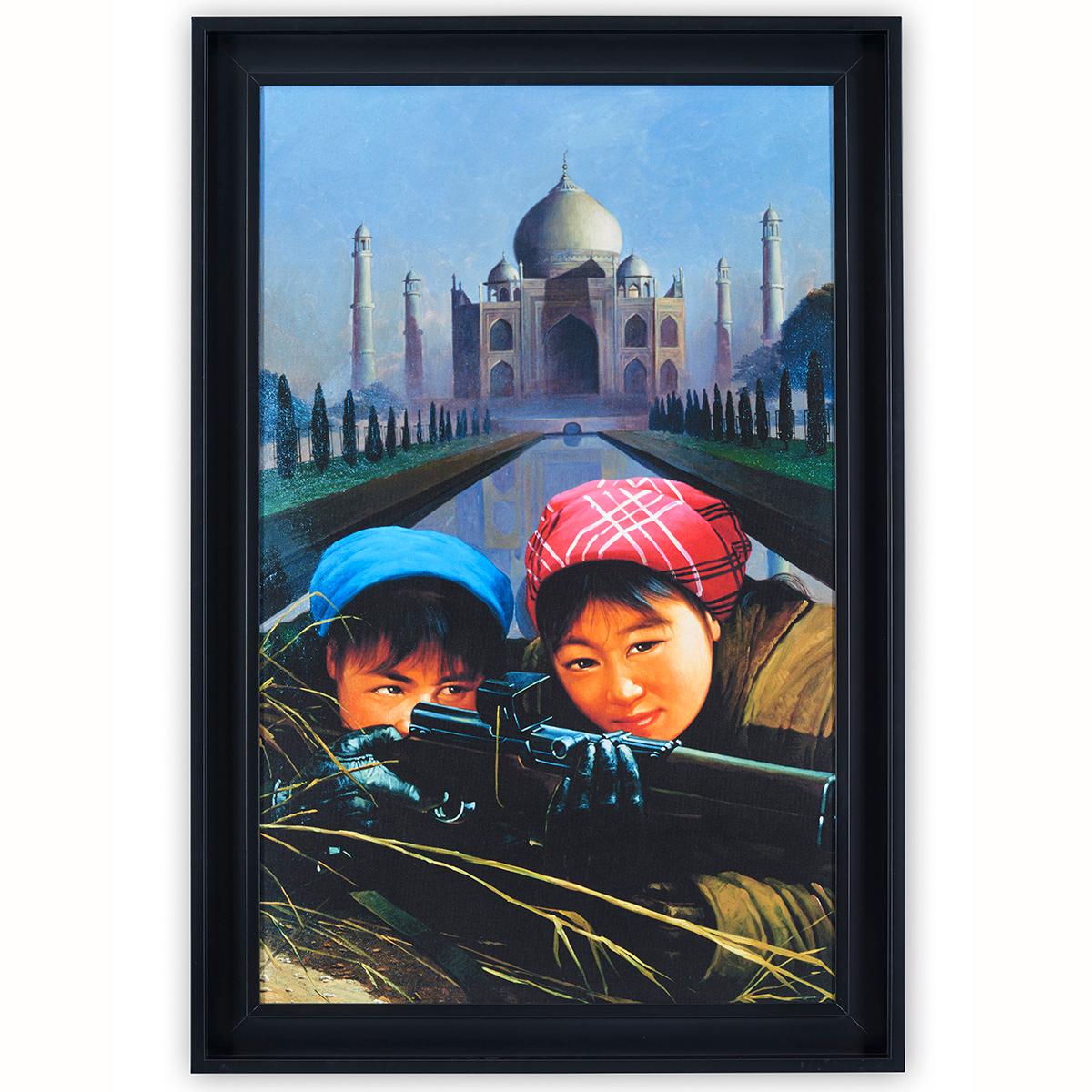 Erró Figurative Painting - “Chairman Mao’s Long Journey” Taj Mahal (Thasma Haal) 