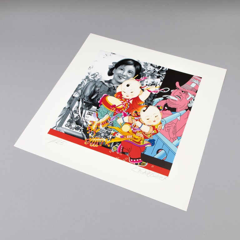 Erró, Les Grands Enfants de Mao - Lithograph, Pop Art, Signed Print For Sale 1