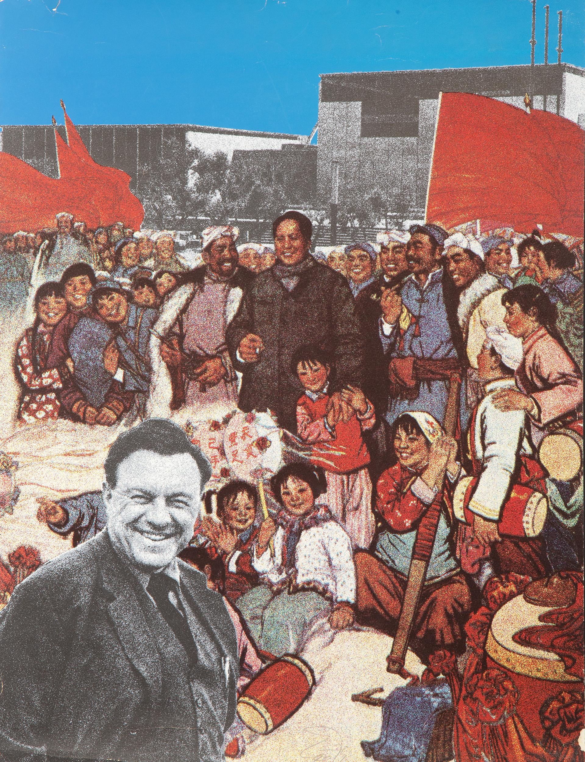 Erró Figurative Print – Mao's World Tour - Jerusalem, Pop-Art-Siebdruck von Erro