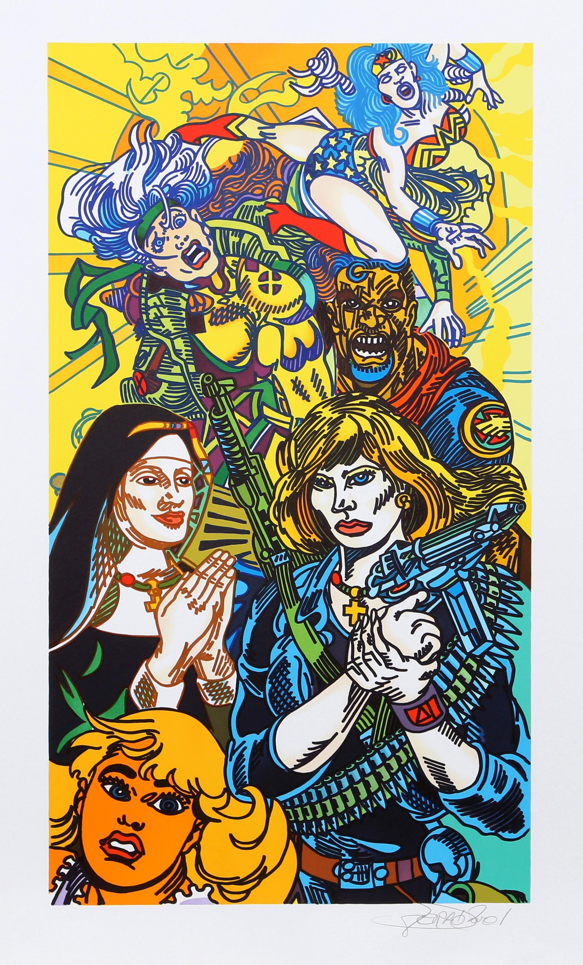« Les sœurs », estampe Pop Art d'Erró