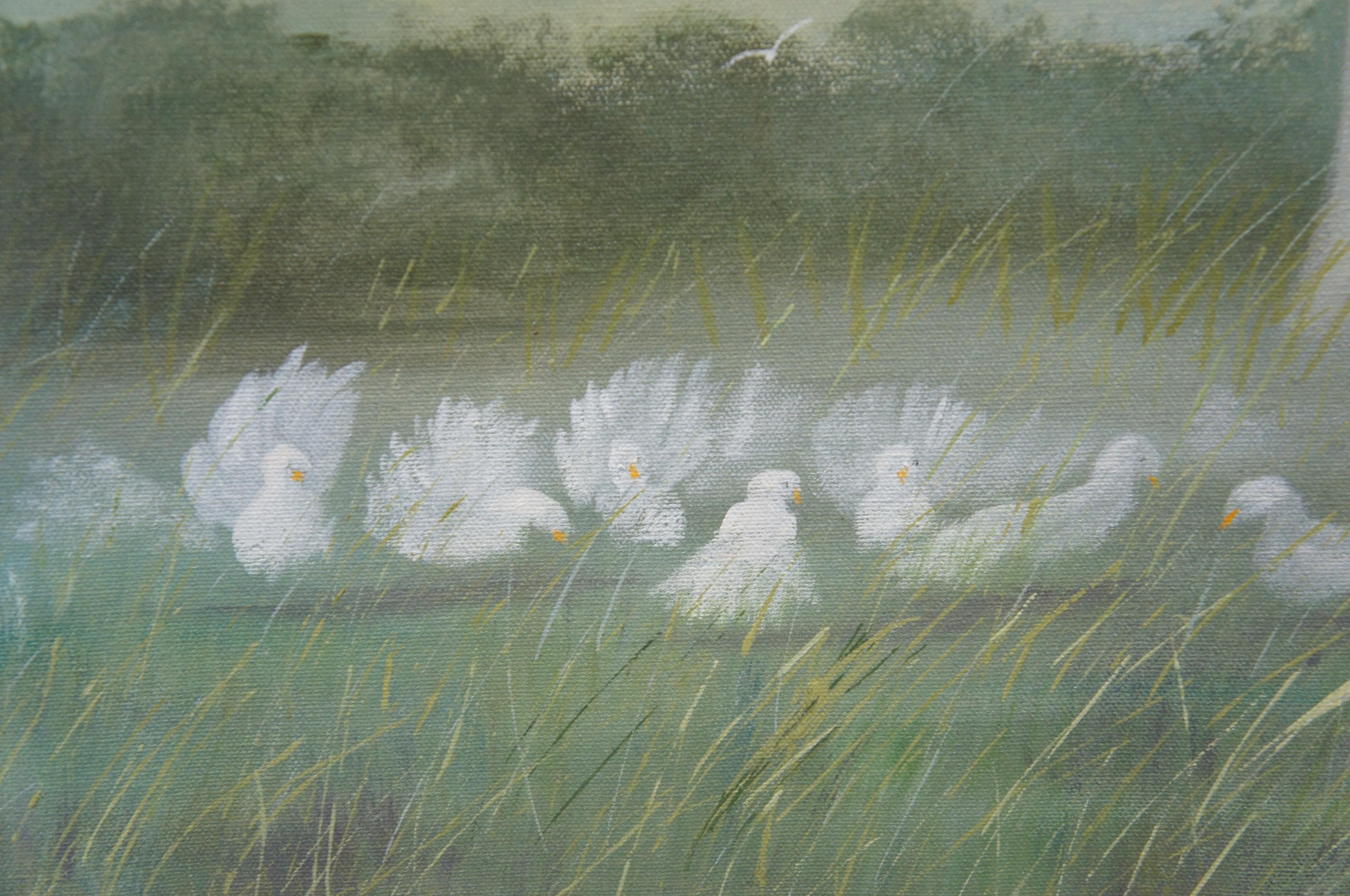 Erroll Dorschel Prairie Landscape Two Girls Doves Original Oil Painting 44