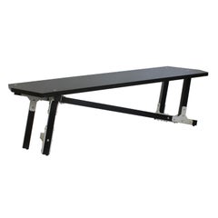 Modern Industrial Black Wood Bench by Peter Harrison with Metal Brackets