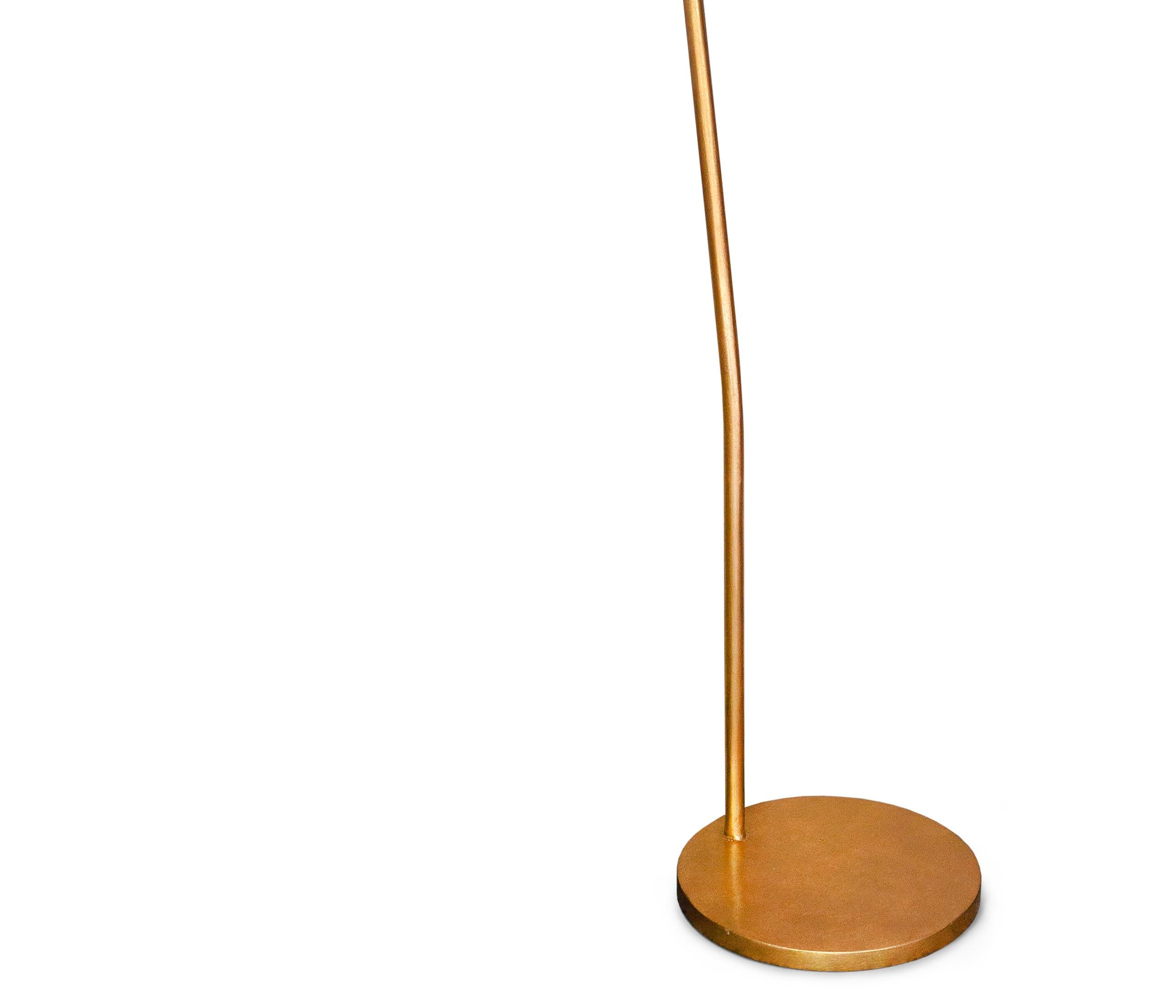 Modern “Ersa”  Floor Lamp, Antique Gold Finish For Sale