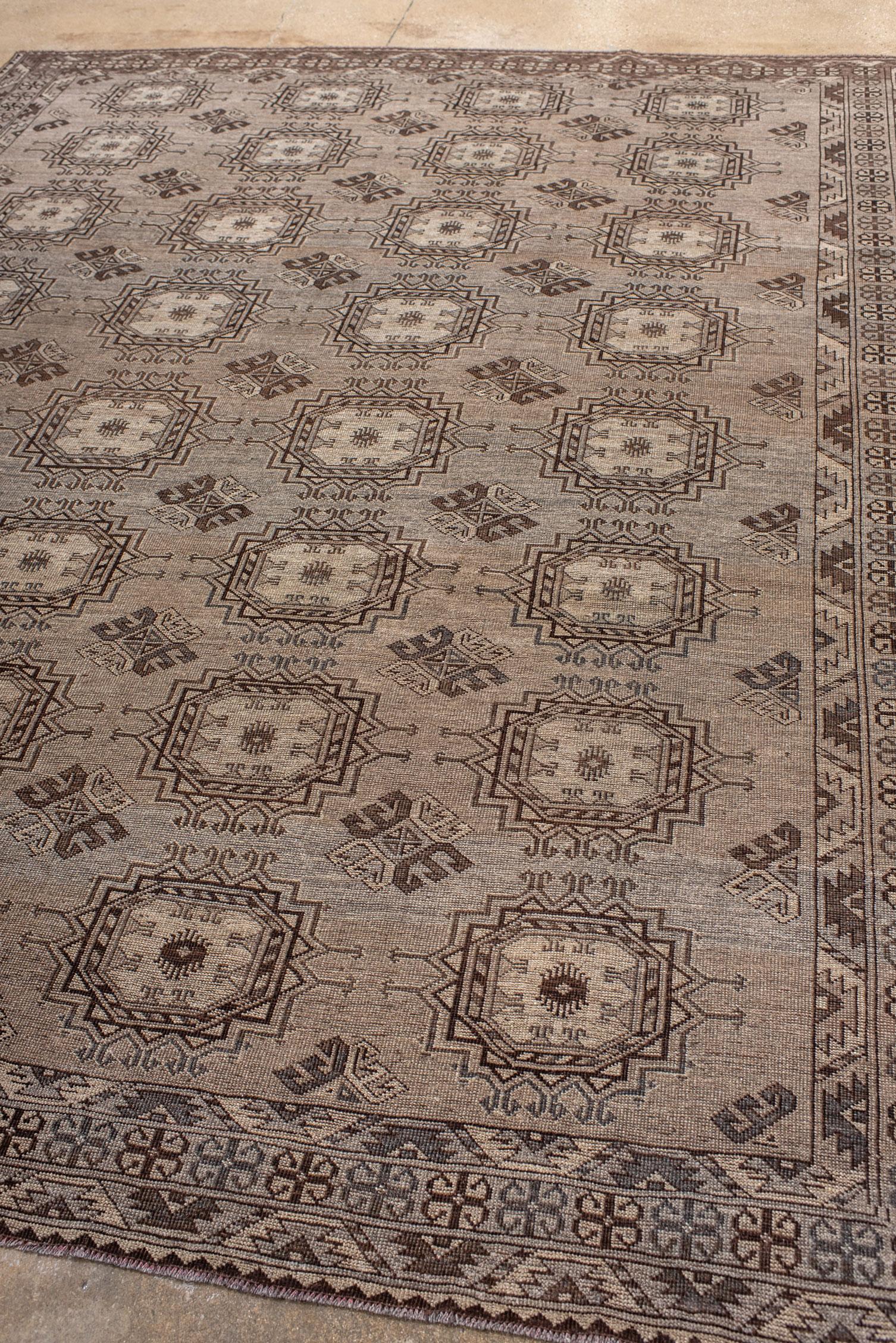 Afghan Tapis afghan Ersari avec emblèmes tribaux Merv Guls en vente