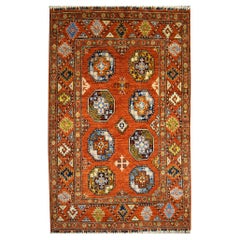 Vintage Ersari Afghan Rug with Natural Dyes Hand Knotted