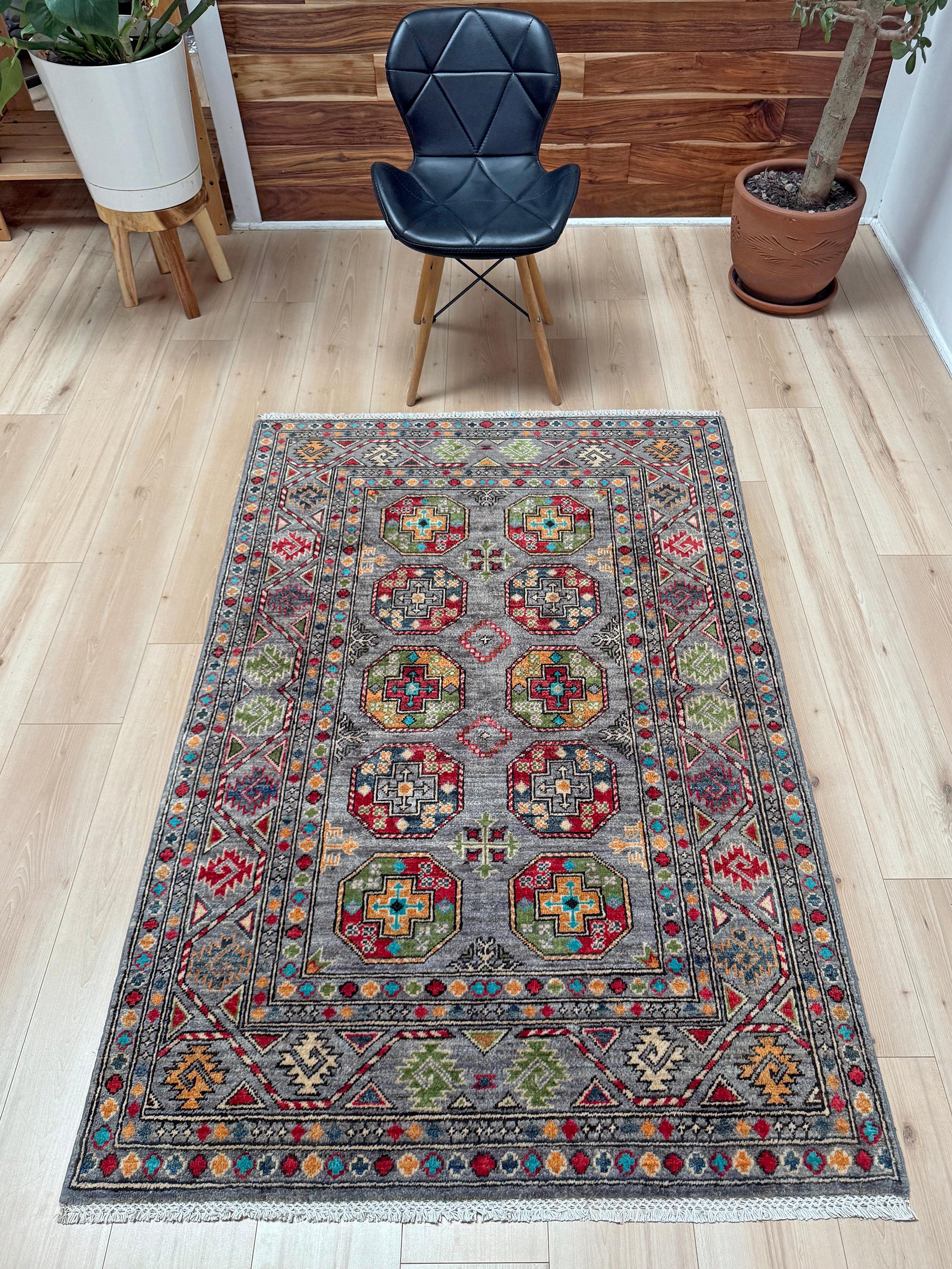 Bohème Tapis tribal neutre Ersari • Tapis transitionnel fait main (4'x6