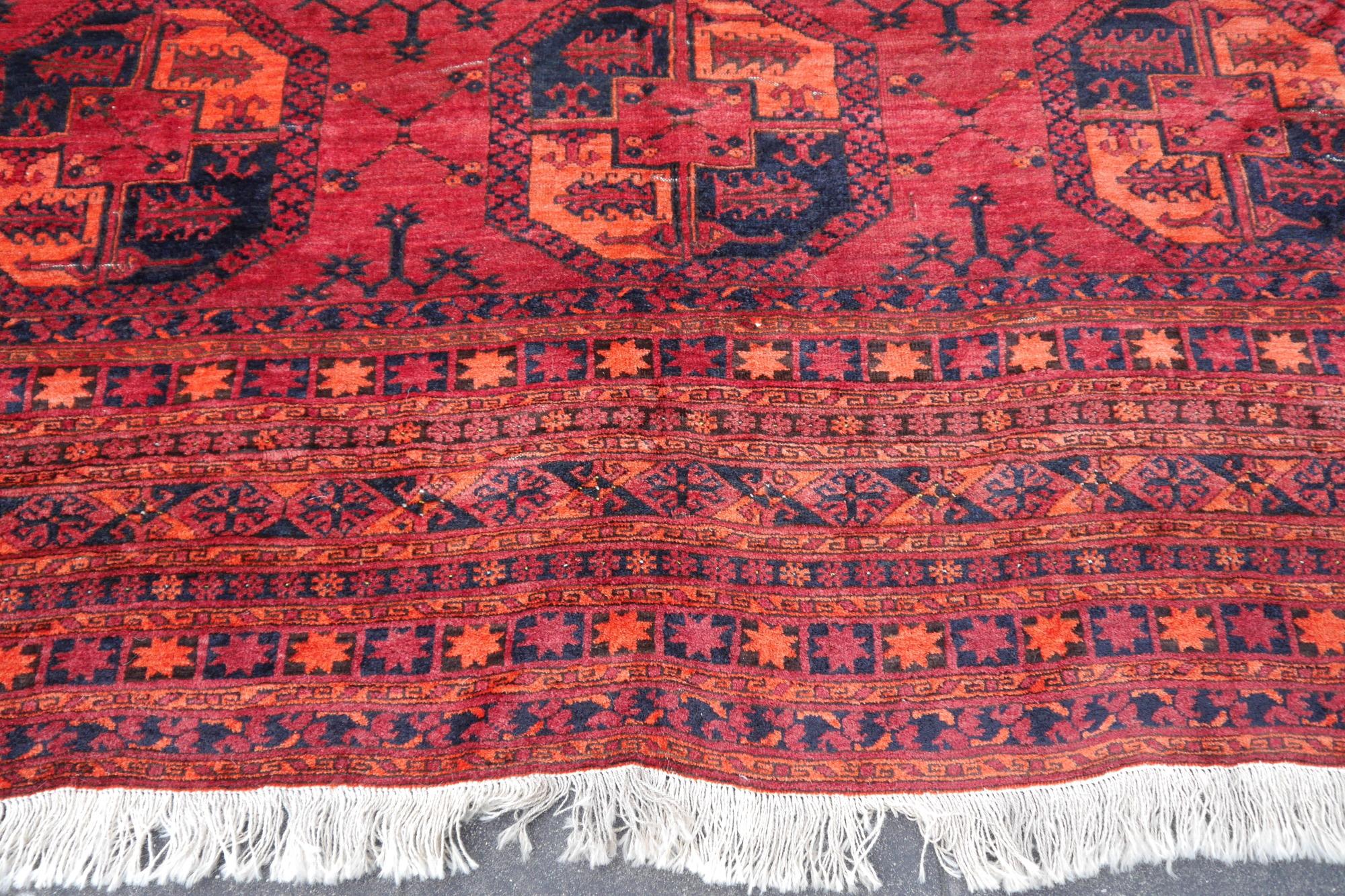 Ersari rug 11.2 x 15.5 ft oversized tribal Turkoman hand knotted antique carpet For Sale 3