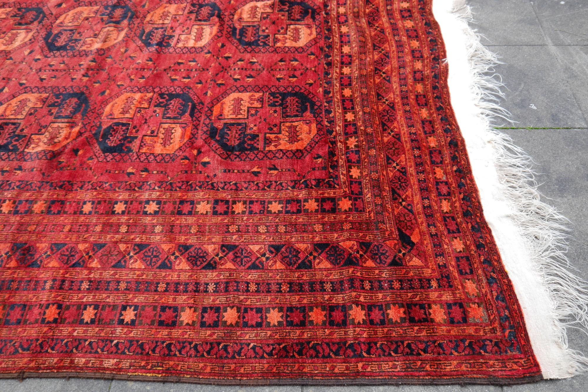 Ersari rug 11.2 x 15.5 ft oversized tribal Turkoman hand knotted antique carpet In Good Condition For Sale In Lohr, Bavaria, DE