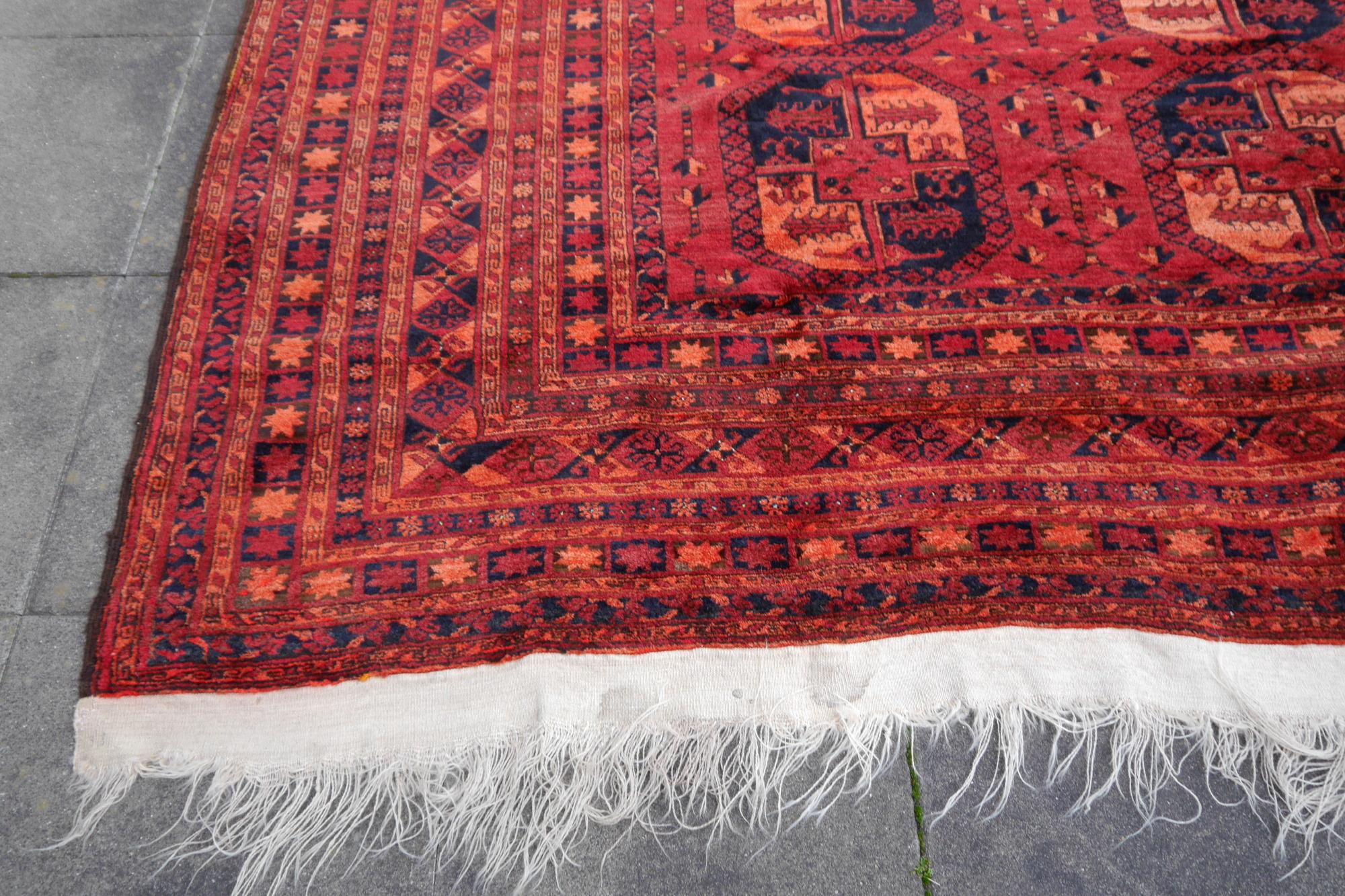 20th Century Ersari rug 11.2 x 15.5 ft oversized tribal Turkoman hand knotted antique carpet For Sale
