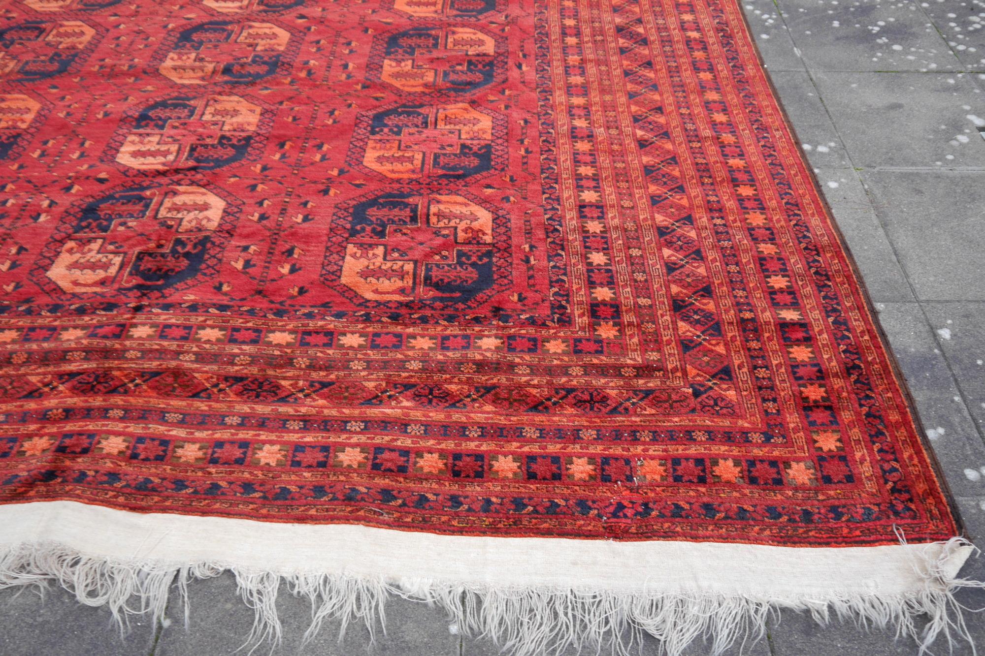 Ersari rug 11.2 x 15.5 ft oversized tribal Turkoman hand knotted antique carpet For Sale 1