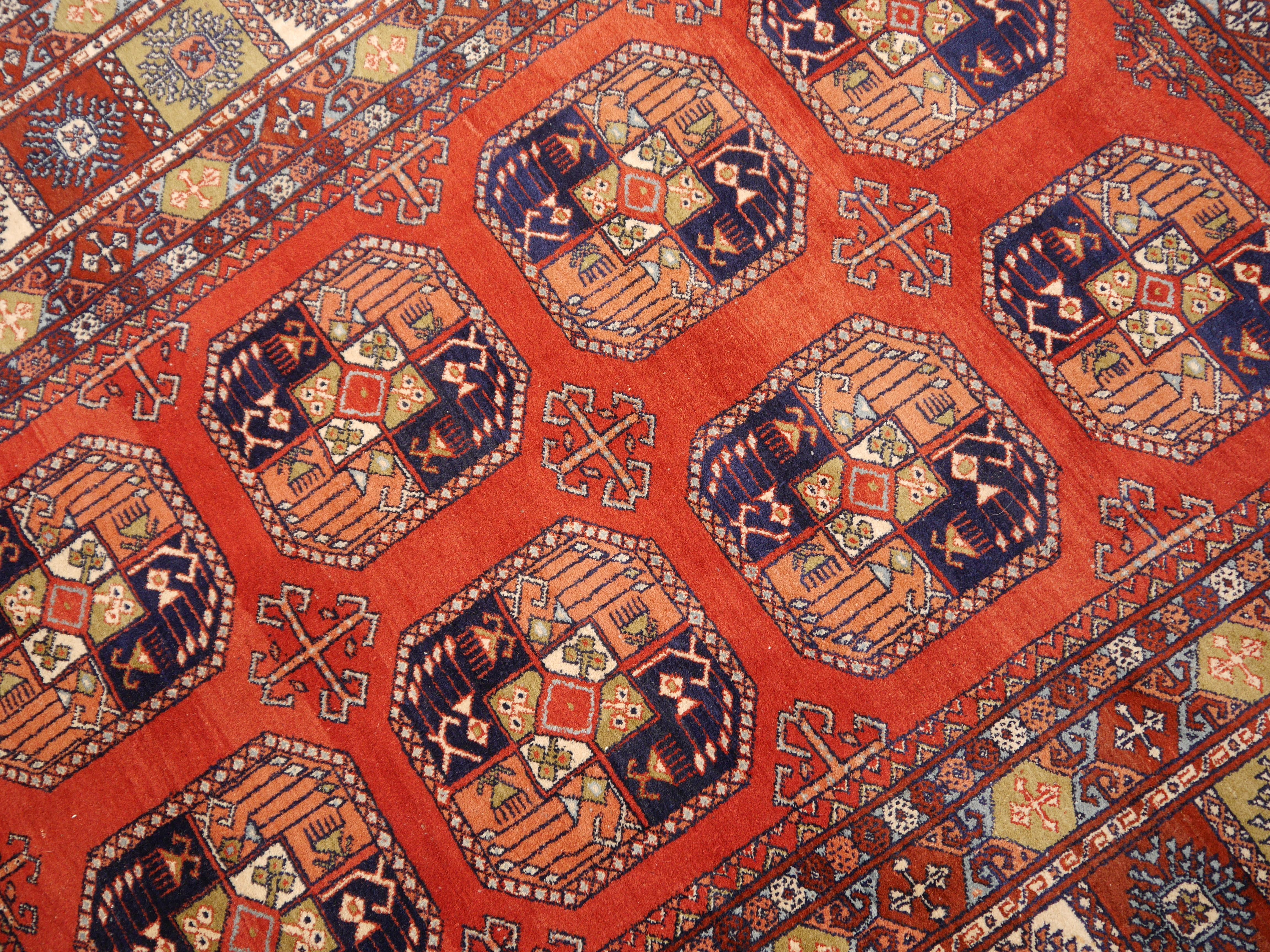 Tappeto Ersari Vintage Tribale Turkoman Annodato a Mano in vendita 7