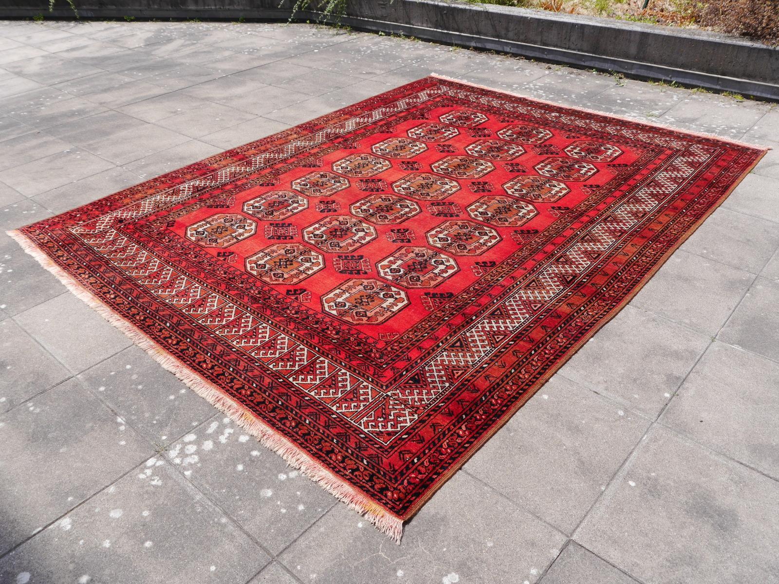 Afghan Ersari Rug Large Size Tribal Turkoman Hand Knotted Semi Antique Carpet