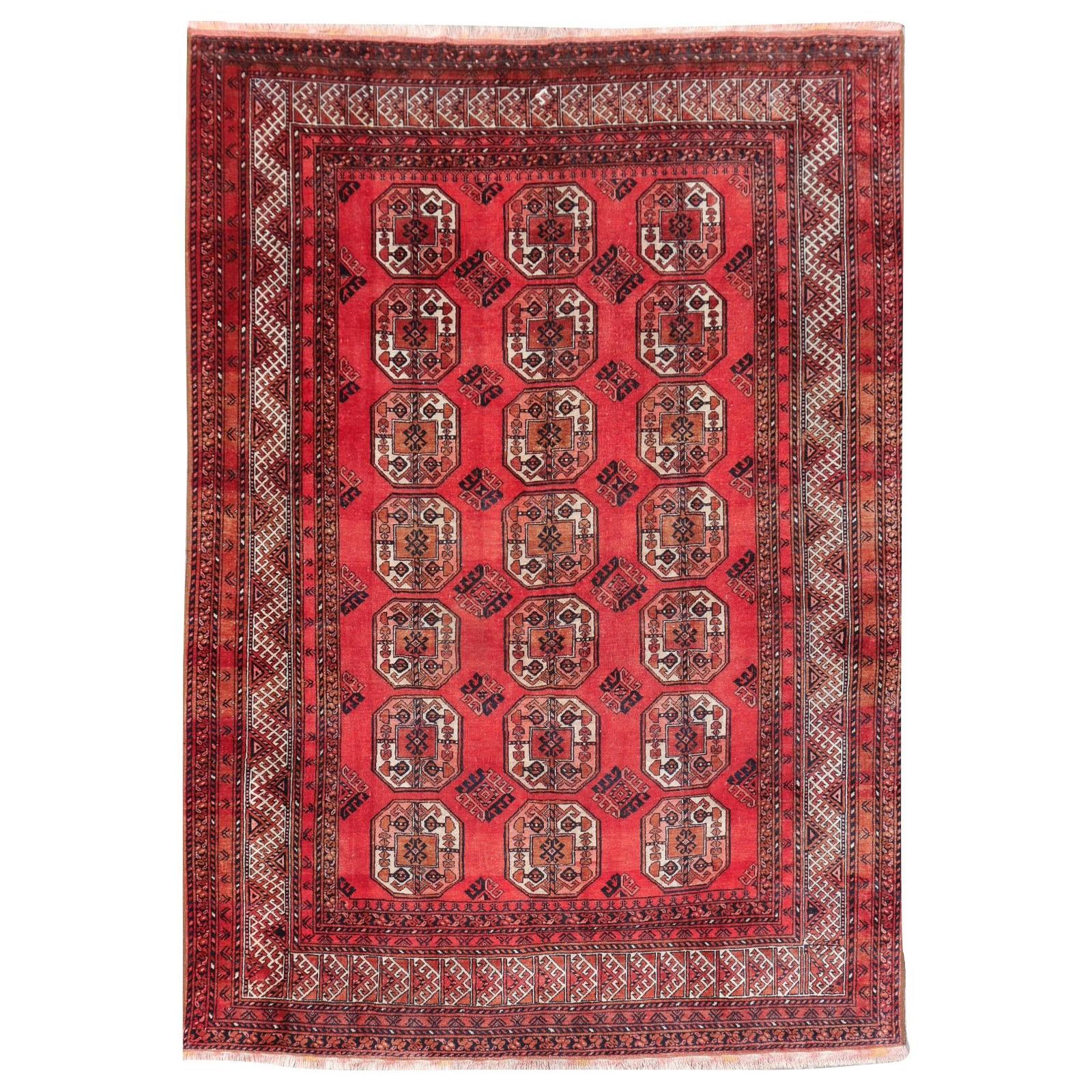 Ersari Rug Large Size Tribal Turkoman Hand Knotted Semi Antique Carpet
