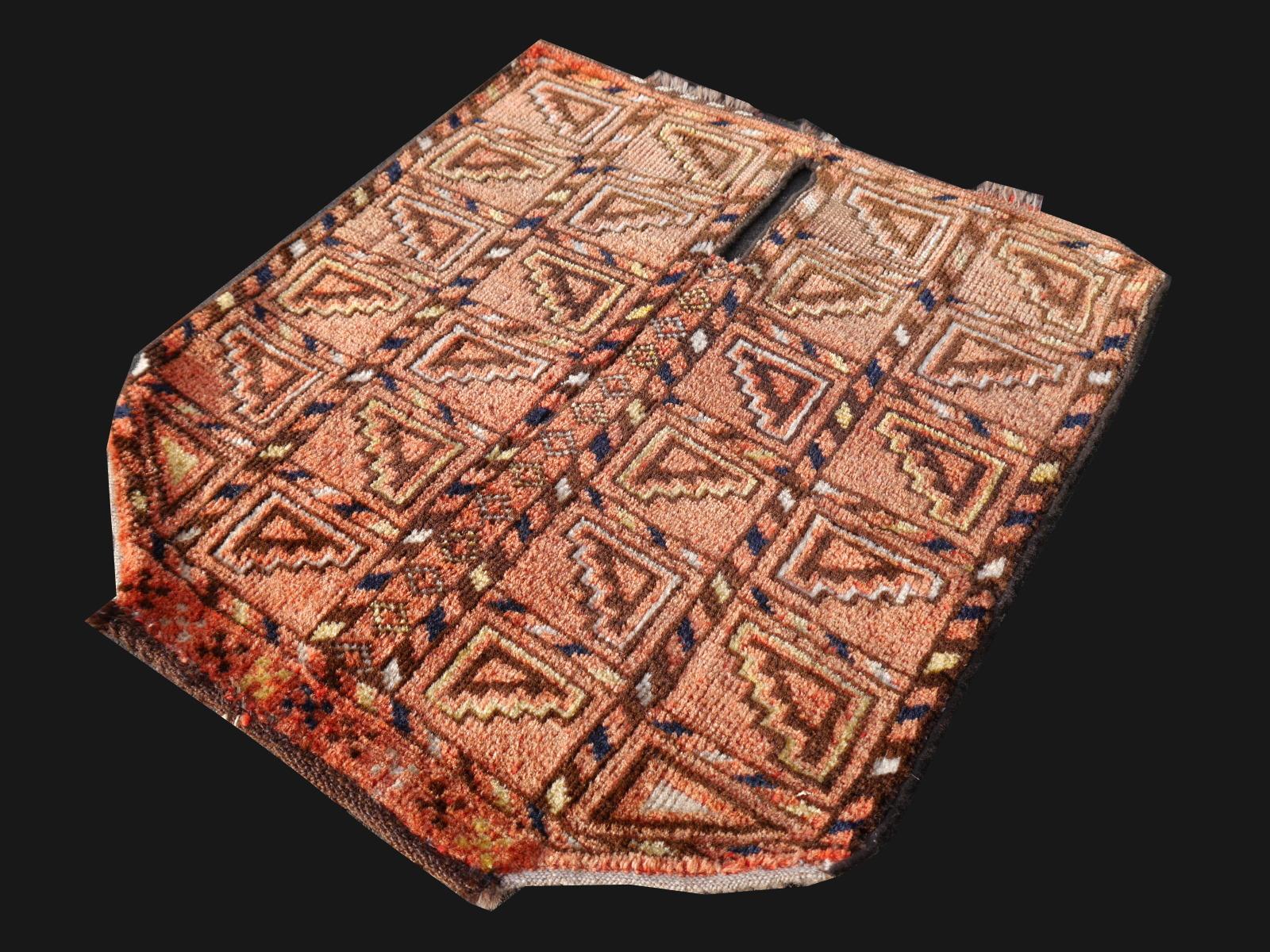 Ersari Rug Saddle Blanket Cover Tribal Turkoman Hand Knotted Antique Carpet In Good Condition For Sale In Lohr, Bavaria, DE