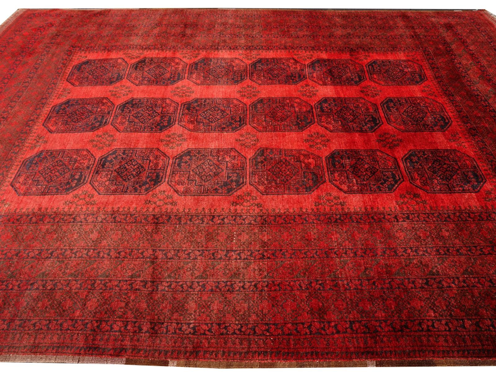 Afghan Ersari Rug Tribal Turkoman Hand Knotted Semi Antique Carpet