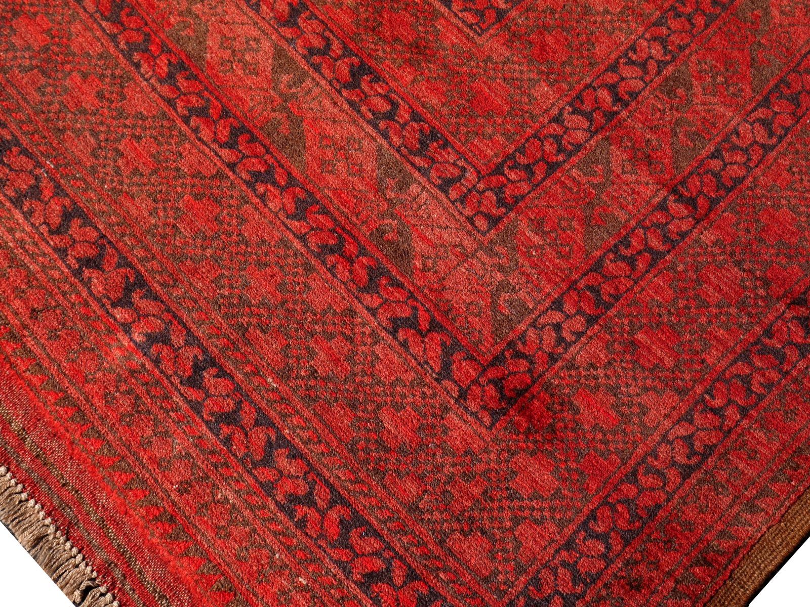 Ersari Rug Tribal Turkoman Hand Knotted Semi Antique Carpet In Good Condition In Lohr, Bavaria, DE