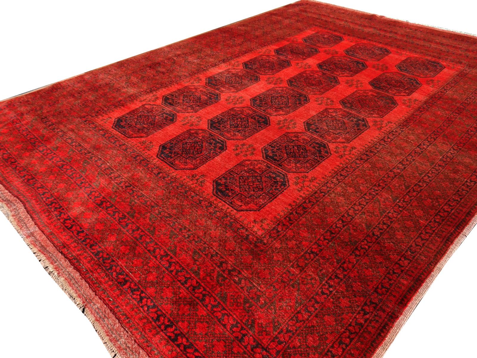 20th Century Ersari Rug Tribal Turkoman Hand Knotted Semi Antique Carpet