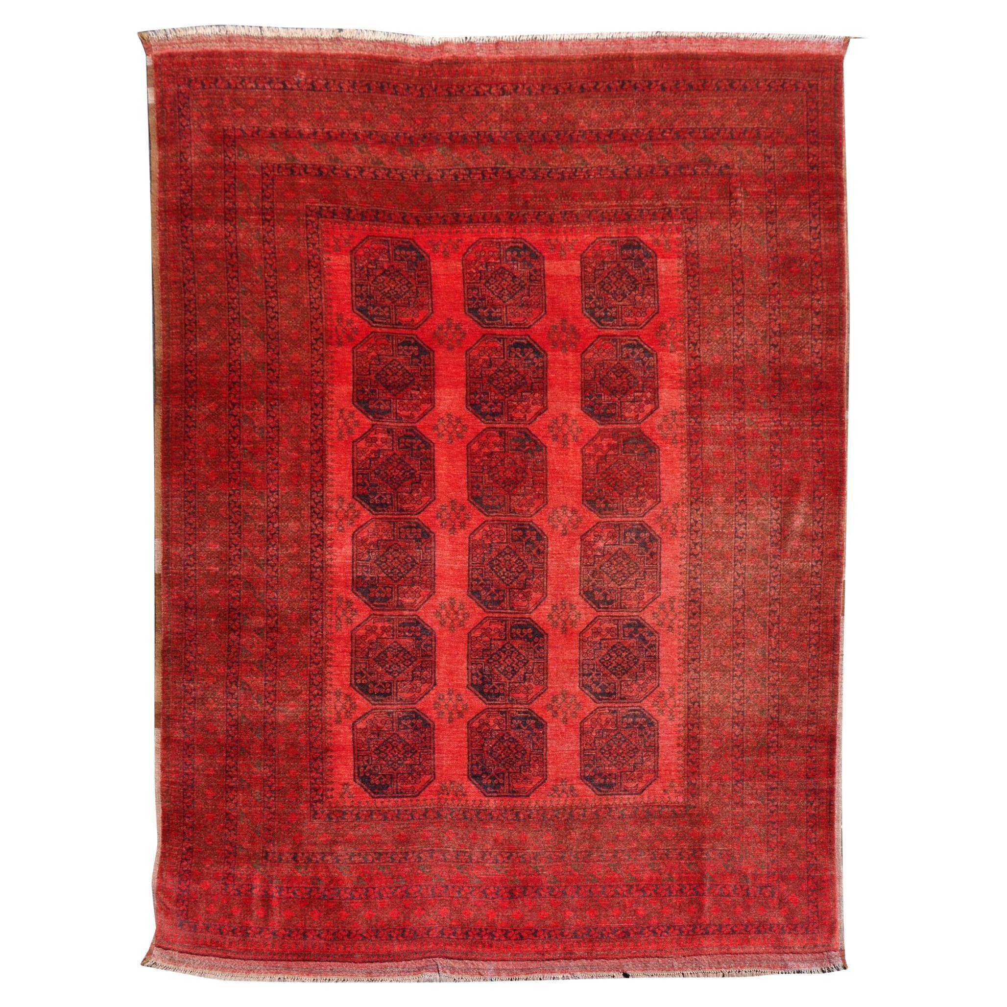 Ersari Rug Tribal Turkoman Hand Knotted Semi Antique Carpet
