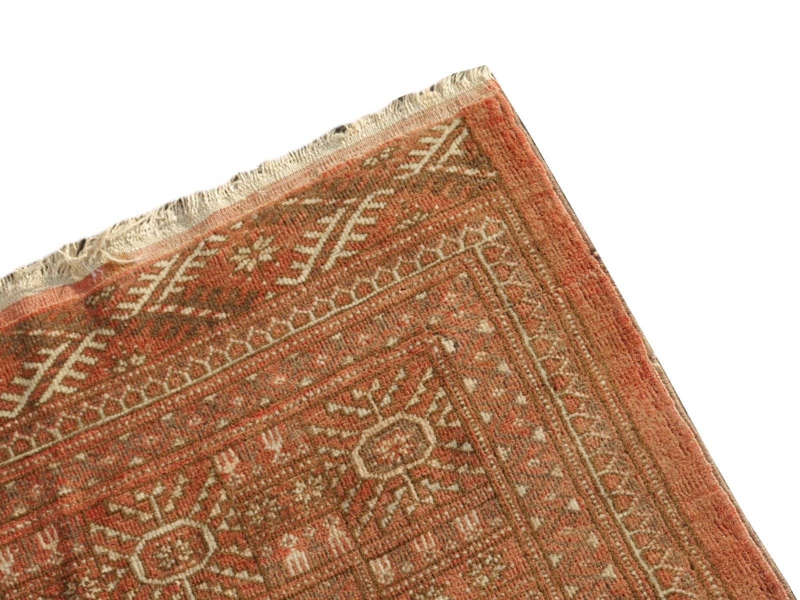 Ersari Rug Tribal Turkoman Hand Knotted Semi Antique Carpet Muted Faded Low Pile For Sale 1