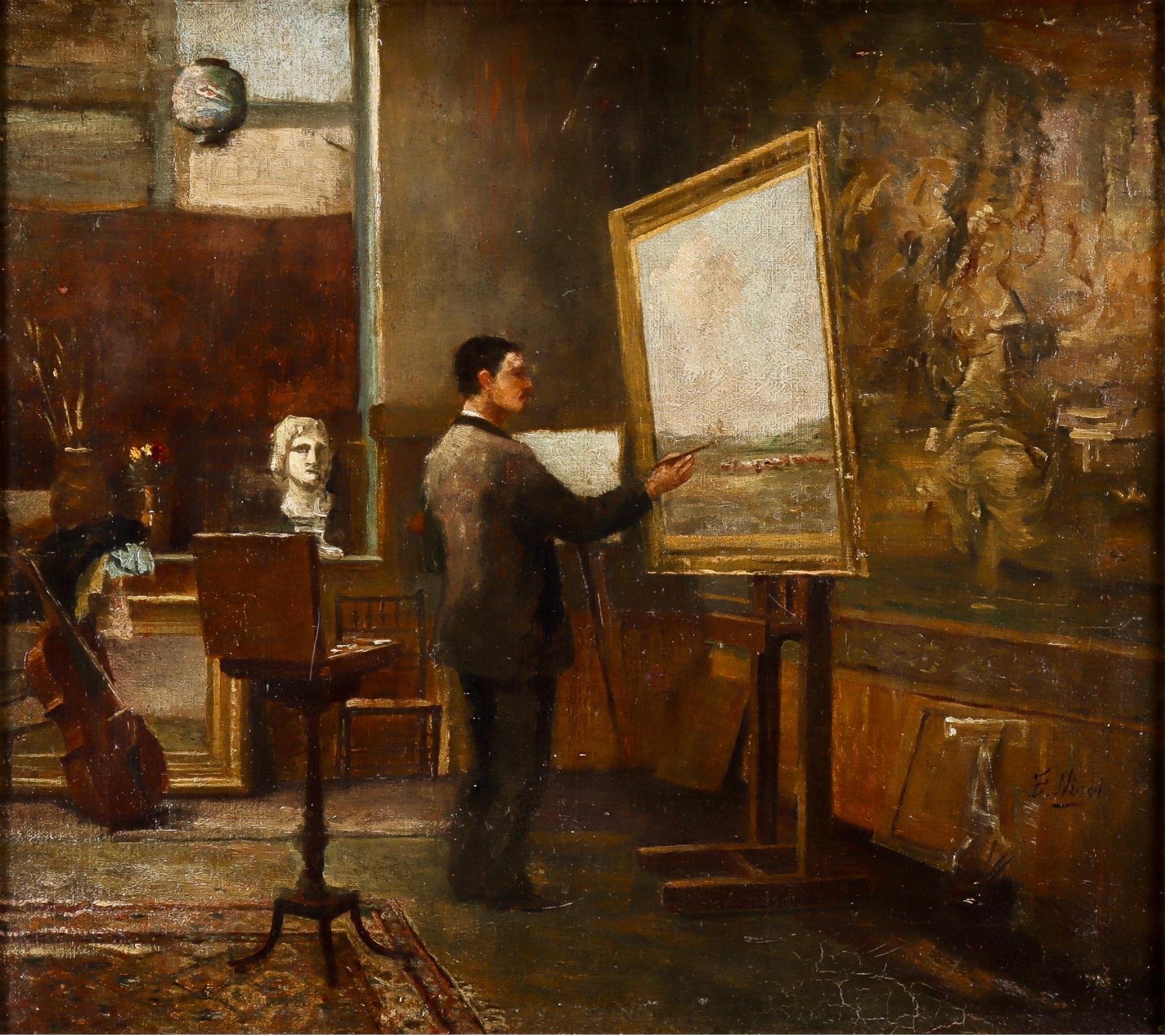 The Artist's Studio - Painting by Erskine Nicol