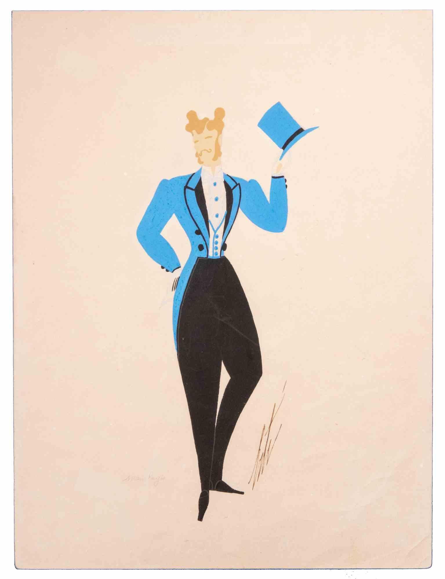 Masc Regis is a modern artwork realized in 1970s by Erté (Romain de Tirtoff).

Mixed clored tempera on paper.

Hand signed on the lower margin.

Provenance: Coll. G. Carandente, Roma. 

Romain de Tirtoff (23 November 1892 – 21 April 1990) was a