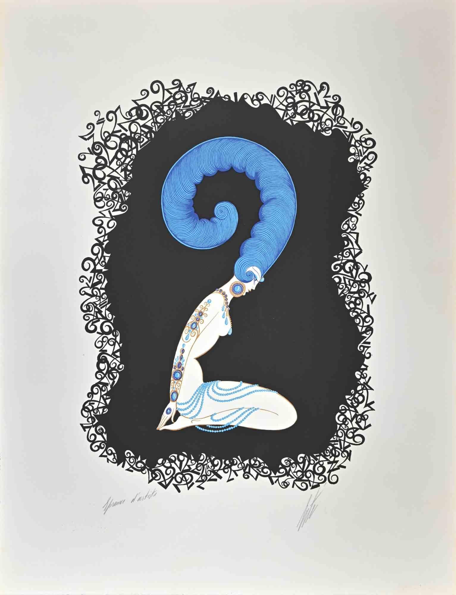 Le 2 is a contemporary artwork realized in 1970s by Erté (Romain de Tirtoff).

Mixed colored lithograph on paper.

The artwork is from the Series "Les Chiffres"

Hand signed on the lower margin.

Artist's proof.

Good conditions.

Provenance: