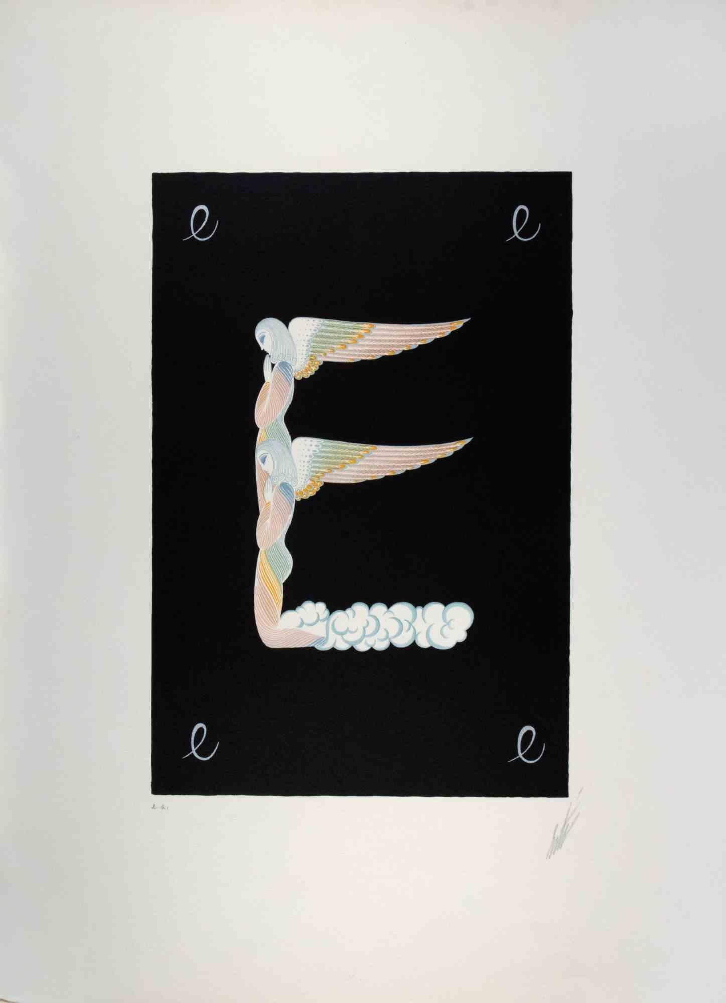 Letter E - from the suite Letters of the Alphabet is a contemporary artwork realized by Erté (Romain de Tirtoff).

Lithograph and Screen Print.

The artwork is from the suite "Letters of the Alphabet", 1976.

Hand signed on the lower margin. Artist