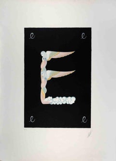 Buchstabe E - Lithographie von Erté - 1970er Jahre