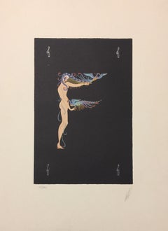 Letra F - Litografía y Serigrafía de Erté - 1977