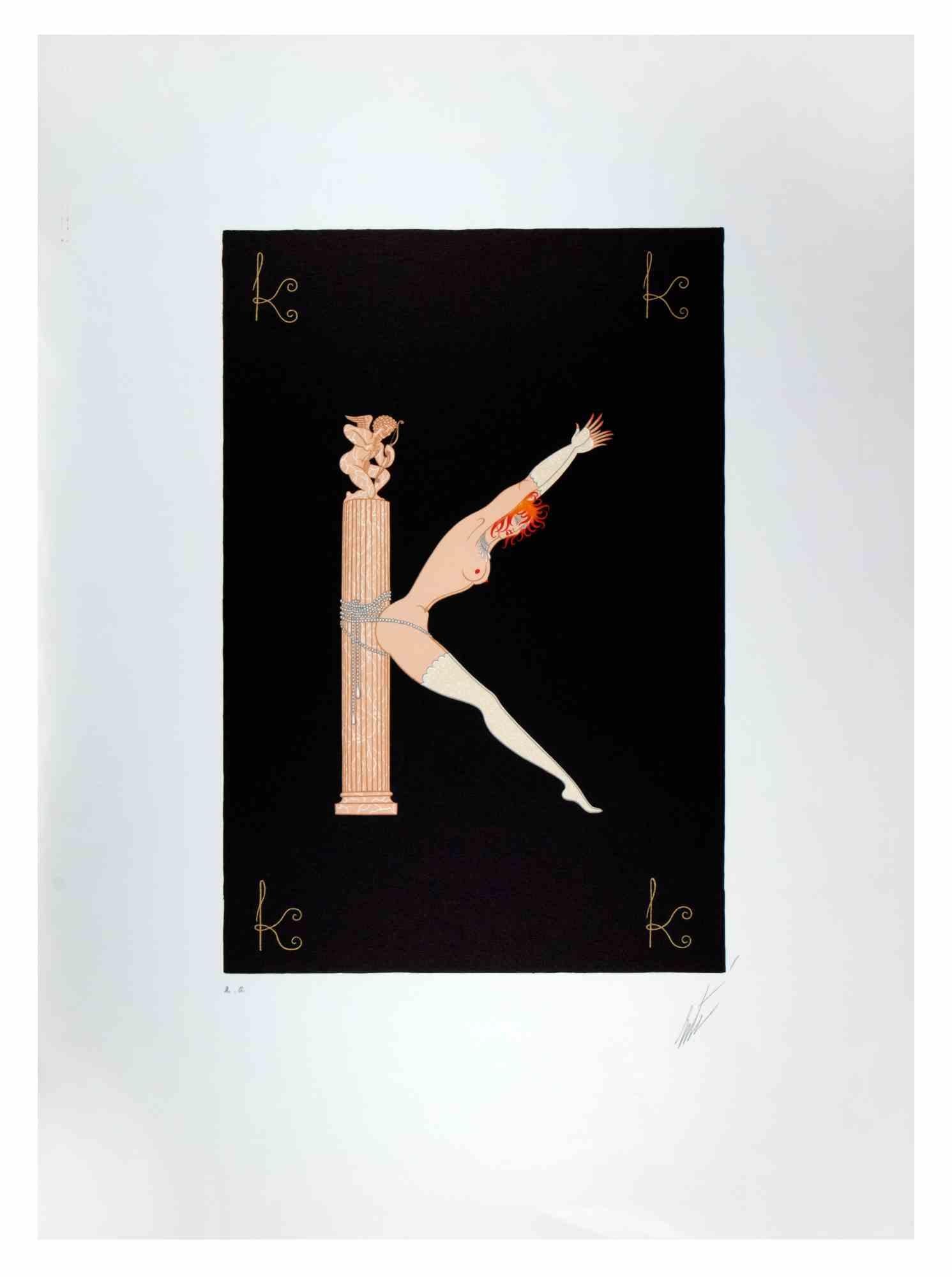 Lettre K - Lithographie par Erté - 1970 en vente 1