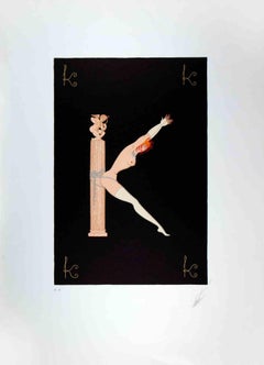 Vintage Letter K - Lithograph by Erté - 1970s