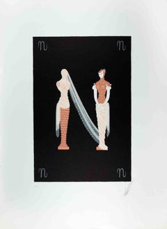 Retro Letter N - Lithograph by Erté - 1970s