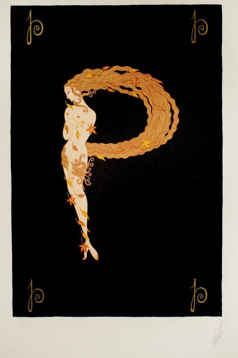 Letter P - Lithograph and Screen Print by Erté - 1976