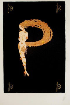 Vintage Letter P - Lithograph and Screen Print by Erté - 1976