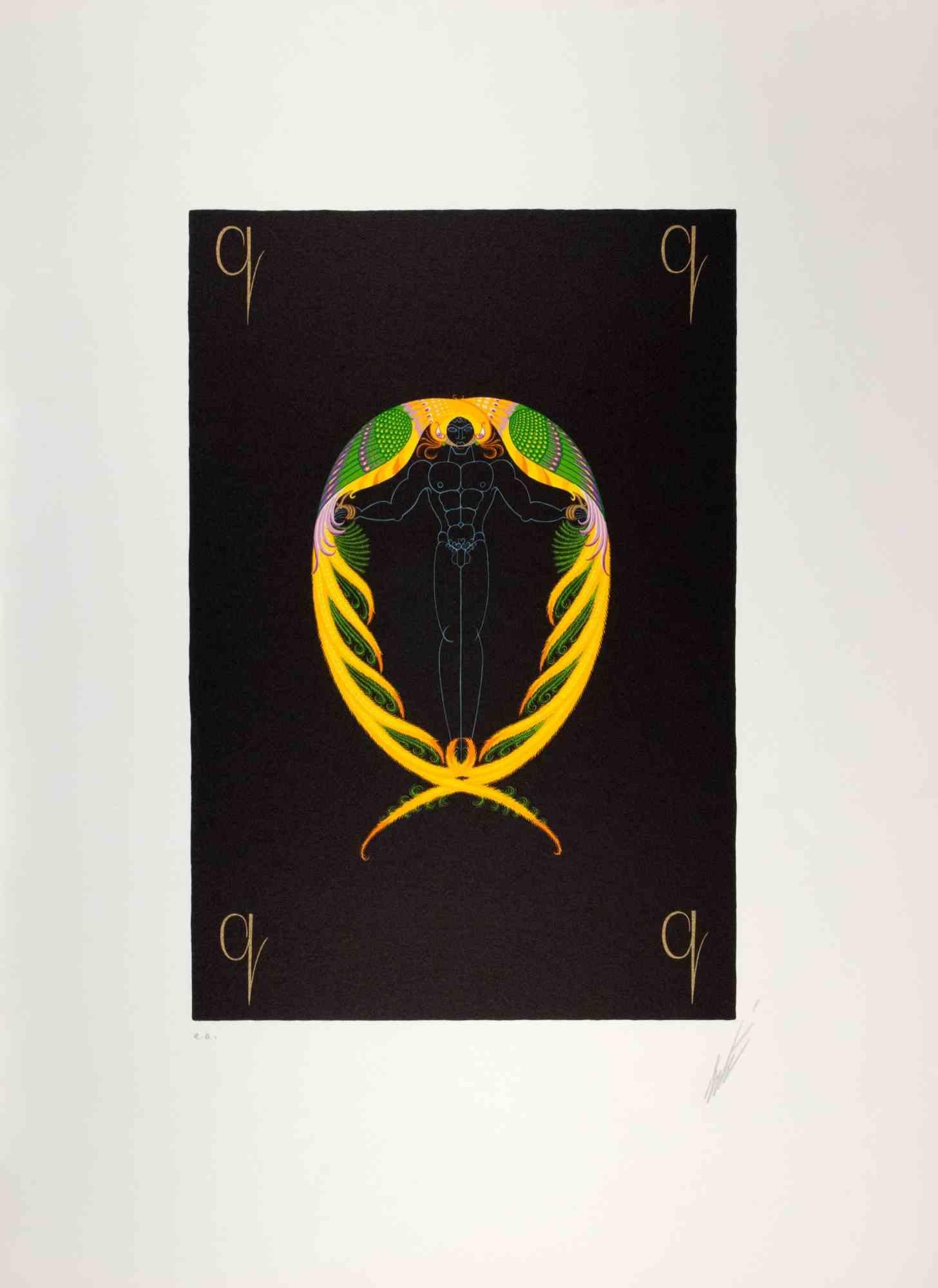 Letter Q - from the suite Letters of the Alphabet is a contemporary artwork realized by Erté (Romain de Tirtoff).

Lithograph and Screen Print.

The artwork is from the suite "Letters of the Alphabet", 1976.

Hand signed on the lower margin. Artist