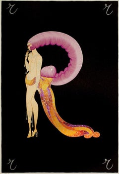 Retro Letter R - Letters of the Alphabet - Lithograph and Screen Print by Erté - 1976