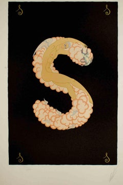 Buchstabe S - Lithographie und Siebdruck von Erté - 1976
