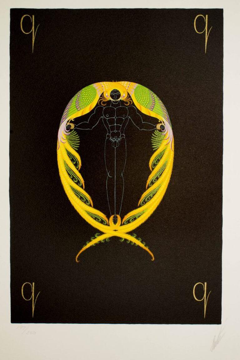 Lithograph/Serigraph.
Hand signed and numbered. Edition of 350 prints. From the suite "Alphabet". Excellent condition.

