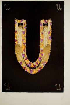 Vintage Letter U - Lithograph and Screen Print by Erté - 1950