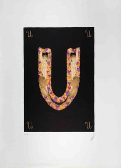 Retro Letter U - Lithograph by Erté - 1970s
