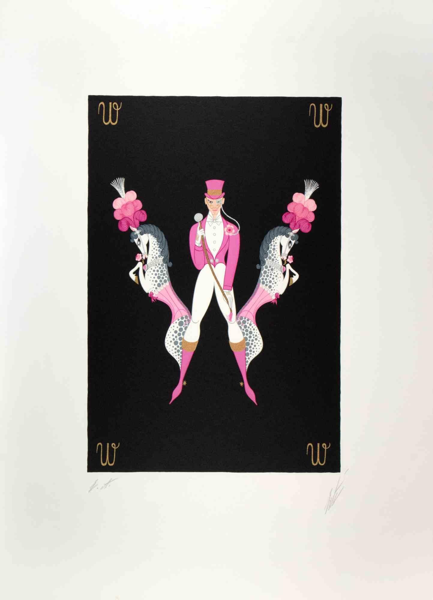 Letter W - from the suite Letters of the Alphabet is a contemporary artwork realized by Erté (Romain de Tirtoff).

Lithograph and Screen Print.

The artwork is from the suite "Letters of the Alphabet", 1976.

Hand signed on the lower margin. Artist