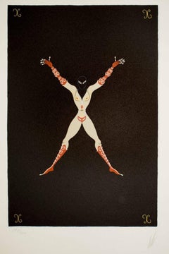 Buchstabe X - Lithographie und Siebdruck von Erté - 1976