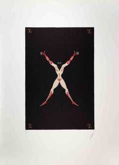 Retro Letter X - Lithograph by Erté - 1970s