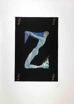 Buchstabe Z - Lithographie von Erté - 1970er Jahre