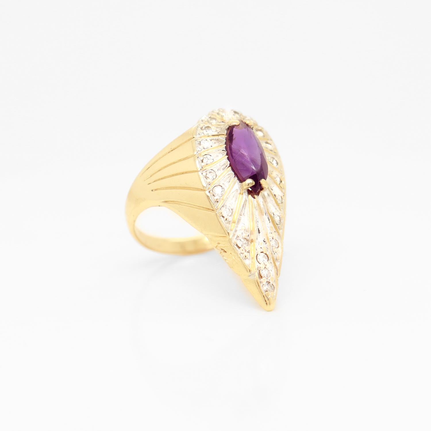 Erté 14k Gold, Diamant & Amethyst Pfauenring 6