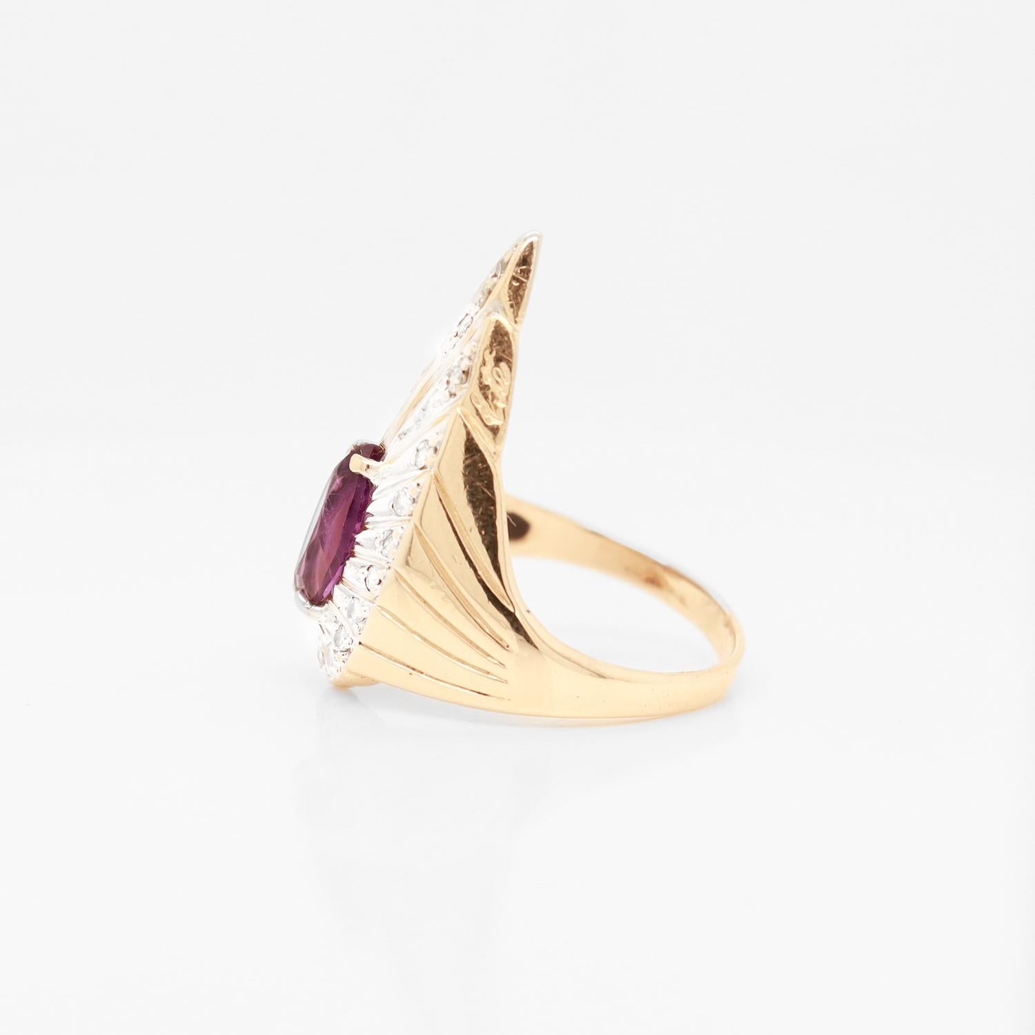 Erté 14k Gold, Diamant & Amethyst Pfauenring Damen