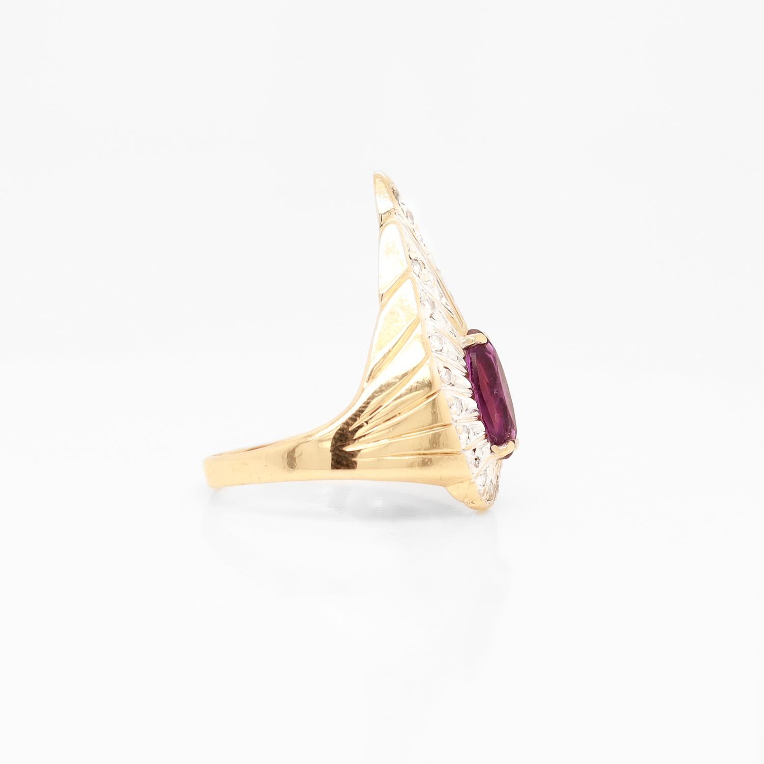 Erté 14k Gold, Diamant & Amethyst Pfauenring 2