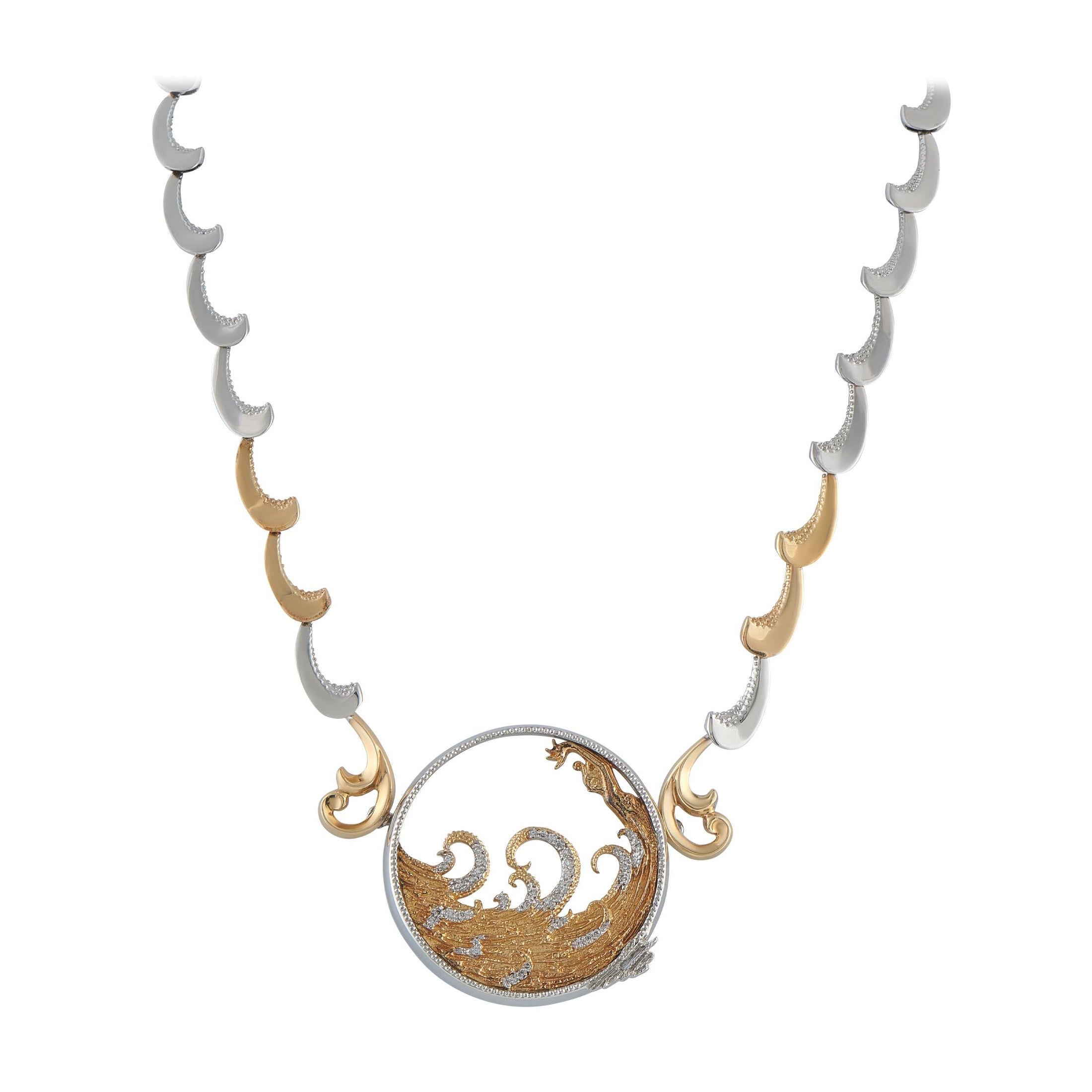 Erte 14K Gold, Silver Diamond 
Mother of Pearl Pendant Necklace ER12-122325